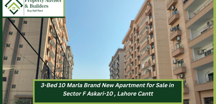 3-Bed 10 Marla Brand New Apartment for Sale in Sector F, Askari-10 Lahore Cantt