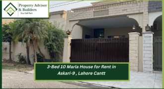 3-Bed 10 Marla House for Rent in Askari-9 Lahore Cantt