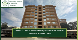 3-Bed 10 Marla Brand New Apartment for Sale in Askari-1, Lahore Cantt