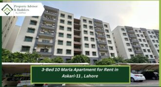 3-Bed 10 Marla Apartment for Rent in Askari-11, Lahore